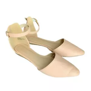 Charlotte Russe D'Orsay Shoes 6 M Pink Ankle Strap Vegan Faux Leather Flats - Picture 1 of 7