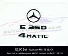 E350 4MATIC Rear Star Emblem glossy Black Letter Badge Set for Mercedes W213