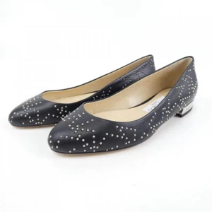 Jimmy Choo Size 35.5 Women's Round Toe Studded Leather Flat Ballet Shoe in Black - Picture 1 of 6
