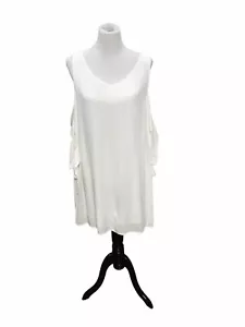 Abito/tunica Judith March Boho bianco senza livella con nappa foro chiave taglia large - Foto 1 di 7