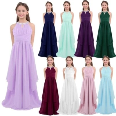 DE ranrann Mädchen Prinzessin Hochzeit Festlich Lange Partykleid Abendkleid