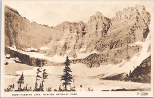 Glacier National Park, MT Iceberg Lake, Hileman Photo, RPPC, Real Photo Postcard - Picture 1 of 2
