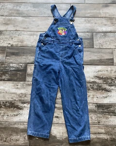 Vintage Winnie The Pooh Girls Overalls Size L 10/12 Jeans Denim Bibs Y2K 90s - Picture 1 of 6
