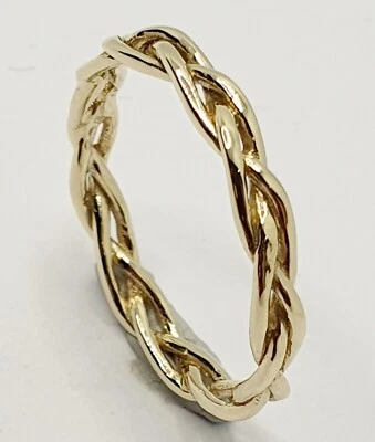 9ct Celtic Wire Full Eternity Twist Band 3mm Fancy Yellow Gold Hallmarked Ring - Image 1 of 4
