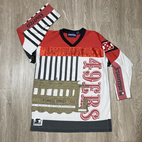Vintage 90s 00s San Francisco 49ers Sweater L NFL All Over Cable Car Pullover Cover