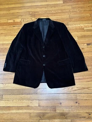 Adolfo Mens Corduroy Blazer Jacket Size 48L Black 3 Button Cotton Sport Coat VTG - Image 1 of 4