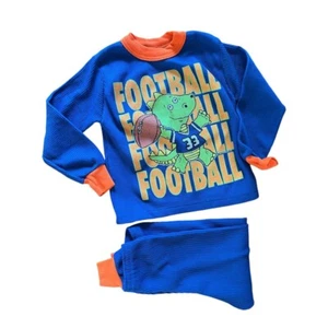 Vintage Dinosaur Football Retro 80s 90s Long Sleeve Waffle Knit Shirt and Pants  - Picture 1 of 8