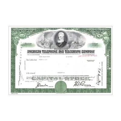 American Telephone & Telegraph Co. Stock // 1-99 acciones // verde // años 60-70 Foto 1 de 2