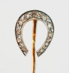 19c. Victorian Tsar 18K/72 Gold Hufeisen Rosenschliff Diamanten Stecknadel Lucy Brosche - Bild 1 von 16