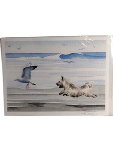 DJ Rogers Carrin Terrier Scottie Hund am Strand mit Seagul Druck signiert Echtheitszertifikat - Bild 1 von 9