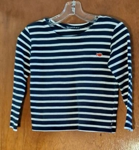 Week-End À La Mer Girls Navy/White Stripe French Breton T Shirt sz 8 years - Picture 1 of 9
