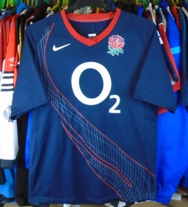 ENGLAND 2007-2009 TRAINING NIKE POLYESTER SHORT SLEEVE RUGBY SHIRT JERSEY LARGE - Picture 1 of 8