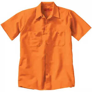 New Mens WORK SHIRT Short Sleeve ORANGE Auto Mechanic Construction - Picture 1 of 2