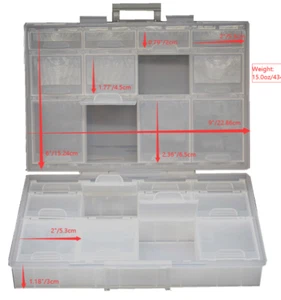 AideTek Multi-Purpose 24 Compartment Clear Organizer Case with individual lid - Picture 1 of 11