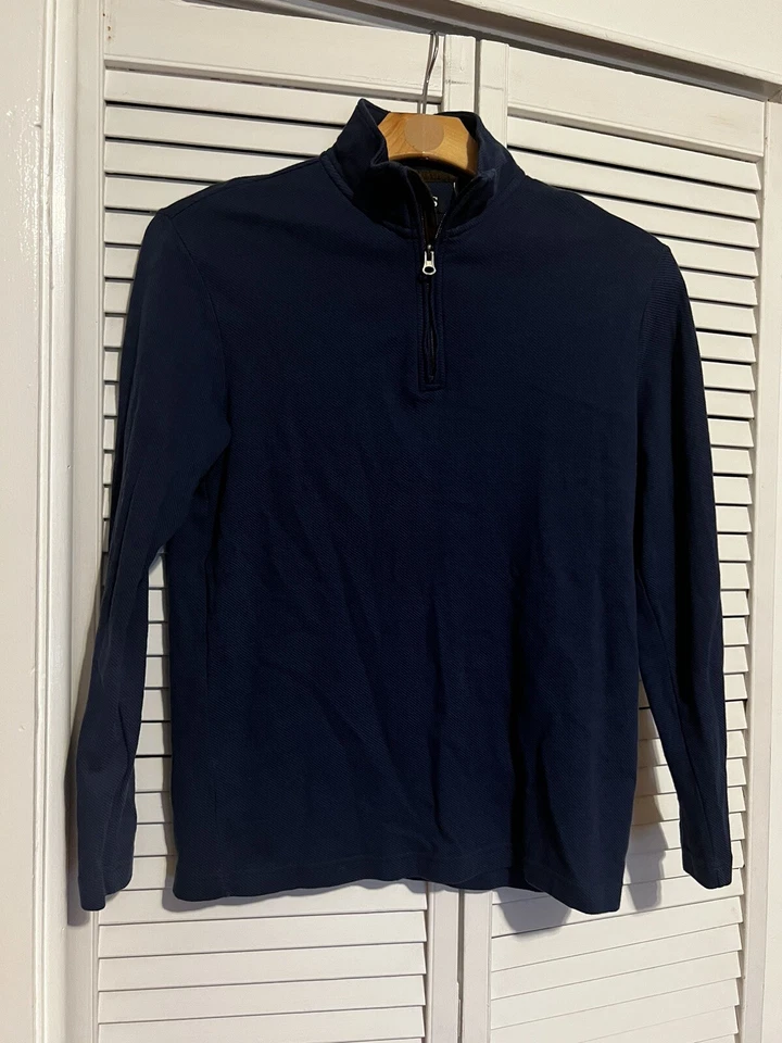 RALPH LAUREN CHAPS Men’s Size Medium M Sweater Shirt Top 1/4 Zip Blue Mock Neck - Image 1 of 4