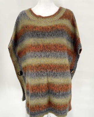 THE LIMITED Vest Womens XS Multicolor Stripe Wool Blend Poncho Chunky Knit Cozy - Image 1 of 4