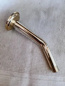 Polished Brass Flange with Extra Long 8" Polished Brass Shower Arm - Picture 1 of 5