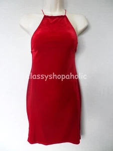 Missguided rotes Samt Neckholder Bodycon Kleid - Größe 8 - einmal getragen guter Zustand - Bild 1 von 4