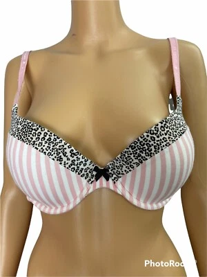 Victoria's Secret Pink Signature Stripes Lined Demi Underwire Cotton Bra 36D - Image 1 of 4