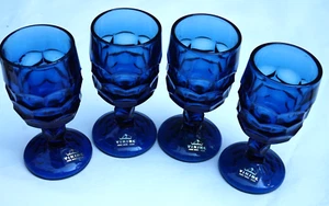 Vintage Viking Glass Georgian Cordial Glasses Cobalt Blue Unused Original Labels - Picture 1 of 7