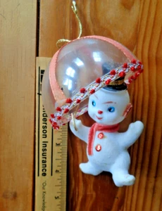 Vintage  Flocked Farm Boy on Hay Christmas Ornament - Picture 1 of 4