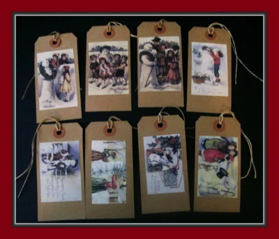 OLD TIME PRIMITIVE SNOWMEN HANG TAGS - SET #2 - Image 1 of 3