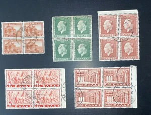 5 Blocks Of 4 Greece Stamps From 1935 (382) & 1937 (391, 392, 403, 406) - Picture 1 of 5