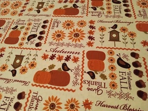 OOP Baumwolle Herbststoff BTHY Sonnenblumen Vogelhaus Herbststoff - Bild 1 von 2