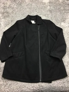 Faded Glory Wool-Like Jacket Coat Woman Size 2X Black Full Zip Fleece - Picture 1 of 11