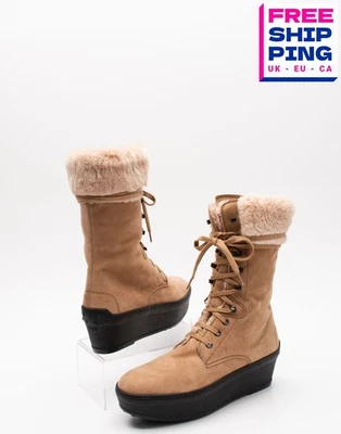 RRP€900 TOD'S Leather Ankle Boots US9 UK6 EU39 Beige Wedge Heel Made in Italy - Image 1 of 4