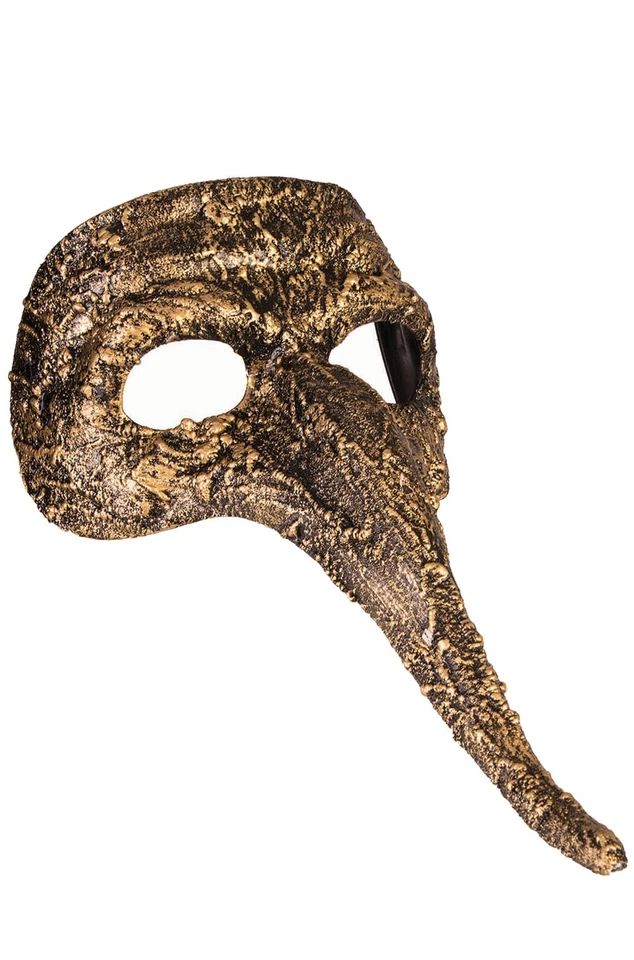 Textured Long Nose Masquerade Mask (Gold) - Image 1 of 1