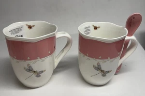 Lenox Butterfly Meadow Mugs with Spoon, Set of 2 - Pink - Picture 1 of 2
