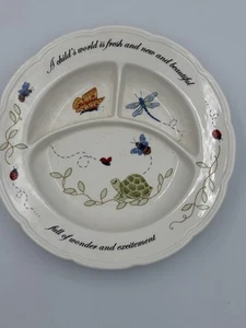 Lenox Butterfly Meadow Baby 8.5 in Divided Dish Turtle Ladybug Bee Excellent - Picture 1 of 5