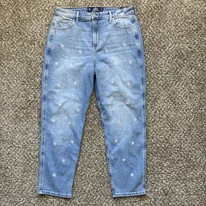 New Hollister Mom Jeans Size 13R W31/L27 Daisy Prints Ultra High-Rise Stretch - Picture 1 of 17