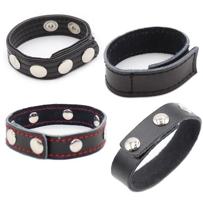 Anneau Pénien en Cuir Noir pour Hommes Accessoire Sexuel Érotique - Photo 1/4