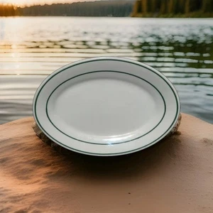 American Commercial China Co U.S.A. China Large Oval Platter Green Decor 11.75"L - Picture 1 of 5