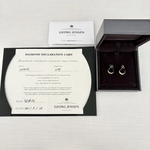 Georg Jensen Sophie Birbrahhe Hello Diamond Earrings K18 w/ Case and Certificate - Picture 1 of 5