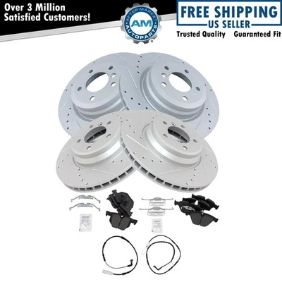 Kit de pastillas de cerámica Posi y zinc ranuradas perforadas con rotor de freno de rendimiento con sensores Foto 1 de 4