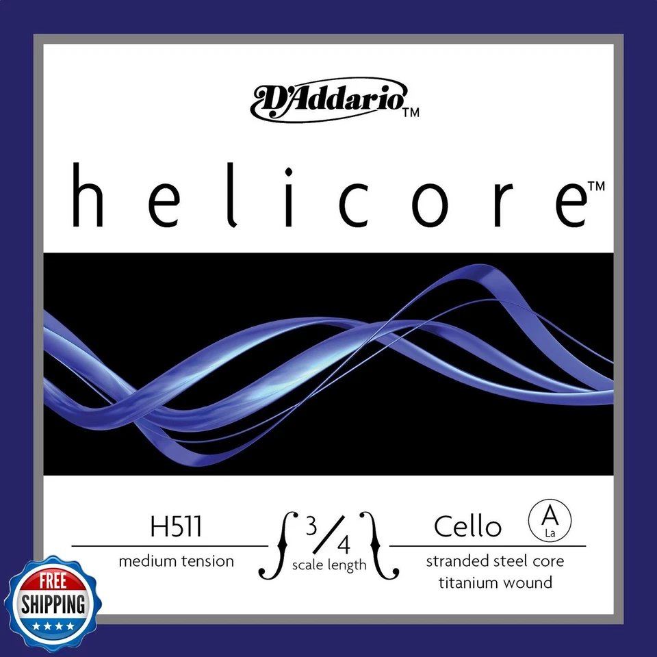 D'Addario Helicore Cello Single A String, 3/4 Scale, Medium Tension - Image 1 of 1