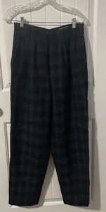 Vintage Savannah kariert grün und blau Wolle hohe Taille Hose Damen 12 - Bild 1 von 7