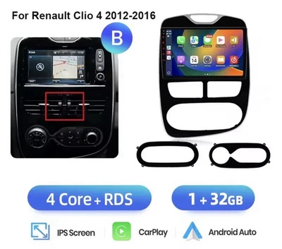 Autoradio Android per Renault Clio 4 (2012-2016) Wireless Carplay 1+32gb Nero - Immagine 1 di 3