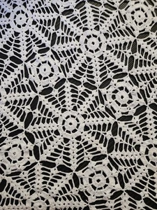 Vintage Handmade Crochet Doily Bedspread Ecru Off White 75" x 88" - Picture 1 of 12