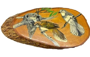 opera d'arte da parete in legno fatta a mano di yungaburra firmata grigio fantail quadro uccellini LEGGI - Foto 1 di 11