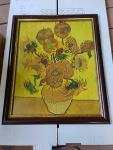 Vincent Van Gogh Sunflowers Framed Lithograph Print 21” X 17” Floral Wall Art - Picture 1 of 6