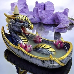 Dragon Backflow Incense Burner Elements Amethyst Crystal Pagan Wiccan Deagons - Picture 1 of 8