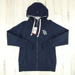 Tampa Bay Rays Jacket Women's Medium Antigua Victory Blue Full Zip Fleece NEW - Picture 1 of 16