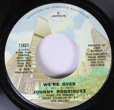 Country 45 Johnny Rodriguez - We'Re Over / Oh, I Miss You On Mercury - Image 1 of 2