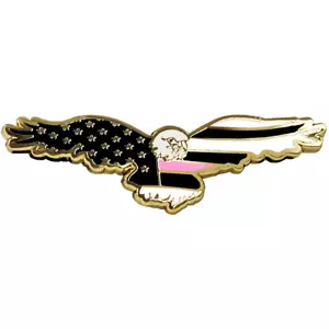 Bald Eagle Thin Pink Line Breast Cancer Awareness American Flag Cloisonné pin wi - Picture 1 of 2