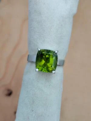 4.64 Ct Peridot Wedding Solitaire Ring 925 Solid Sterling Silver - Image 1 of 4
