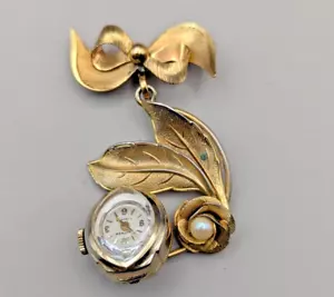 VTG VANTAGE by HAMILTON women’s brooch watch 1/20 12K GF working condition - Picture 1 of 9
